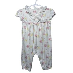 Janie & Jack Ruffle Romper with Pink Floral Design | 3-6 months